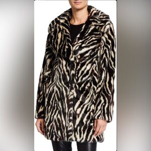 Badgley Mischka Faux-Fur Zebra- print coat